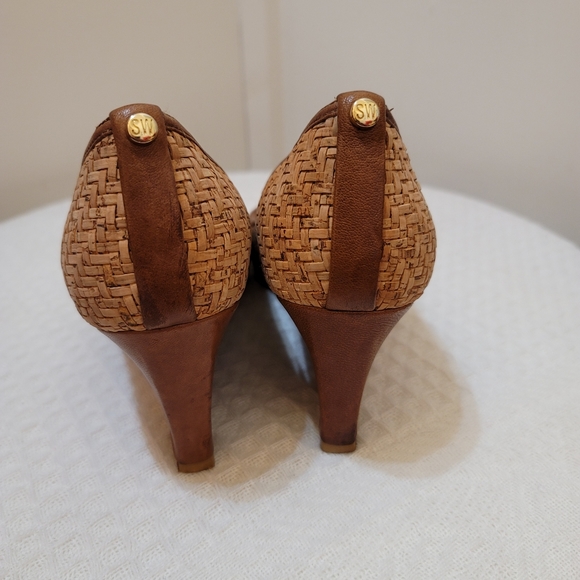 Beautiful summer wedge shoes with cork and genuine leather Trim - Picture 8 of 9